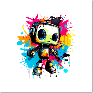 Cute cartoon Robot. Funny cyborg. Posters and Art